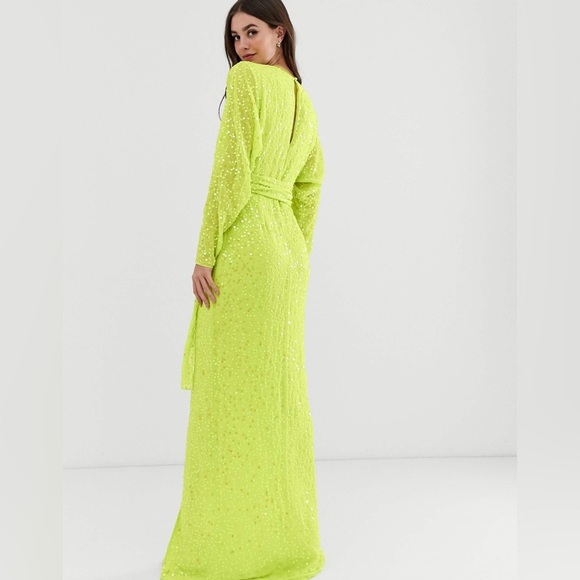 ASOS DESIGN Tall maxi dress with batwing sleeve and wrap waist in - Picture 4 of 6